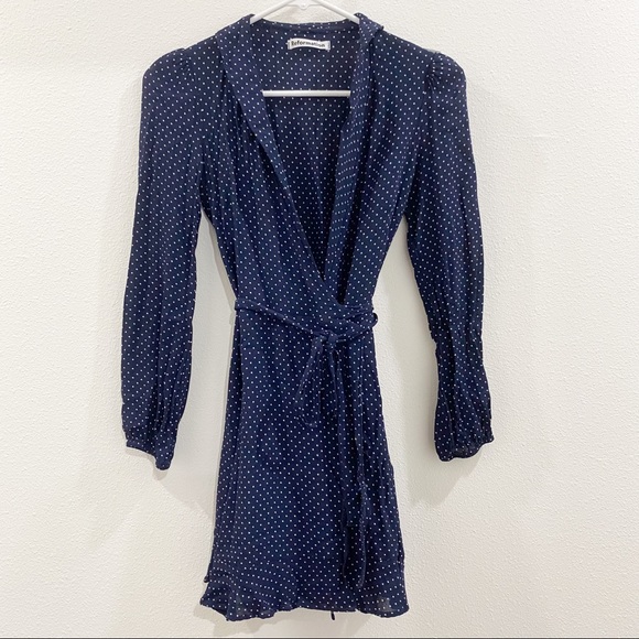 Reformation Vintage Wrap Polkadot Mini Dress S Mod Retro - Picture 5 of 8